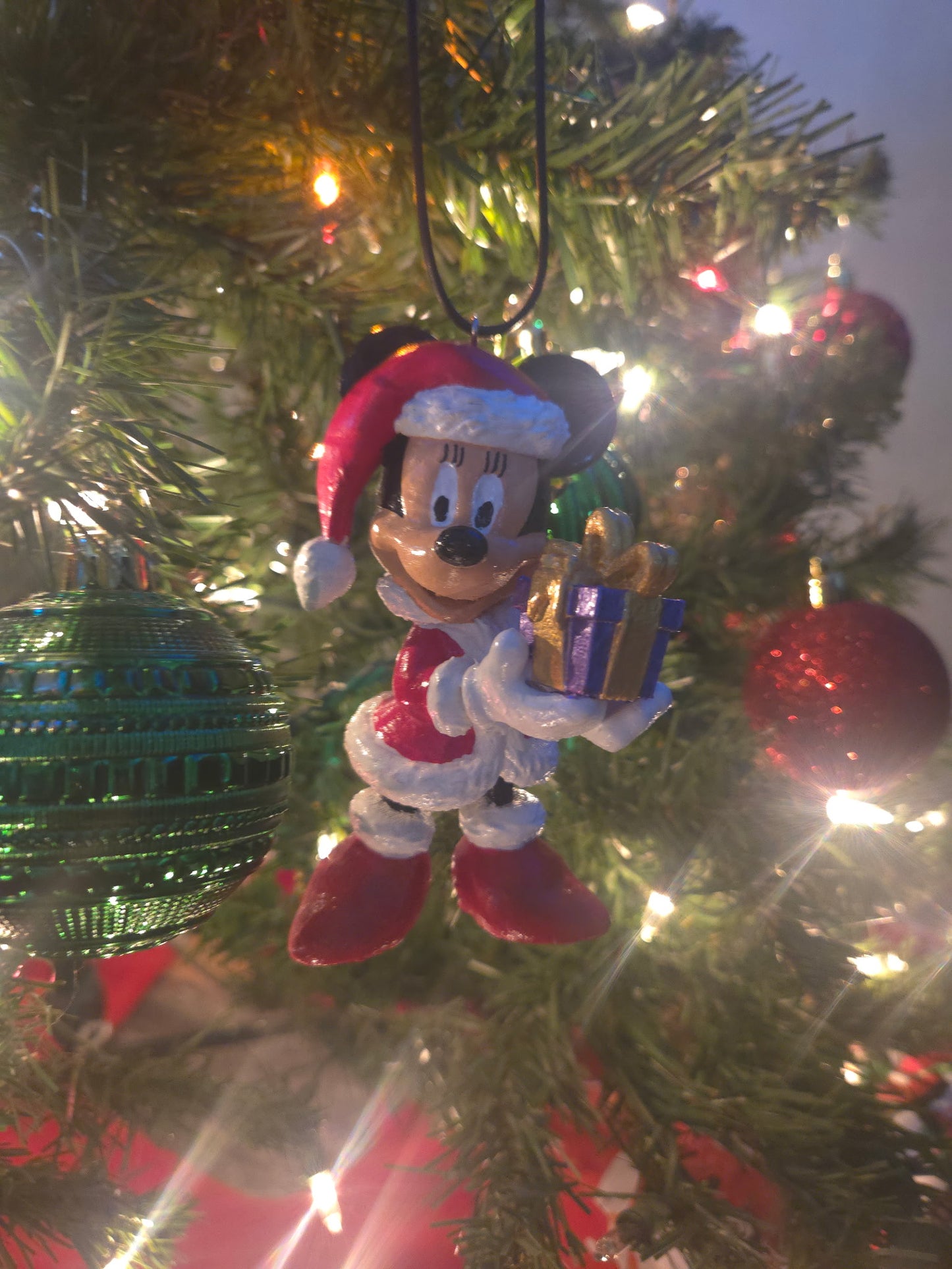 Festive Mouse Character Ornament - Hand-Painted 3D Printed Holiday Decoration (Contact us for custom ornament quotes)