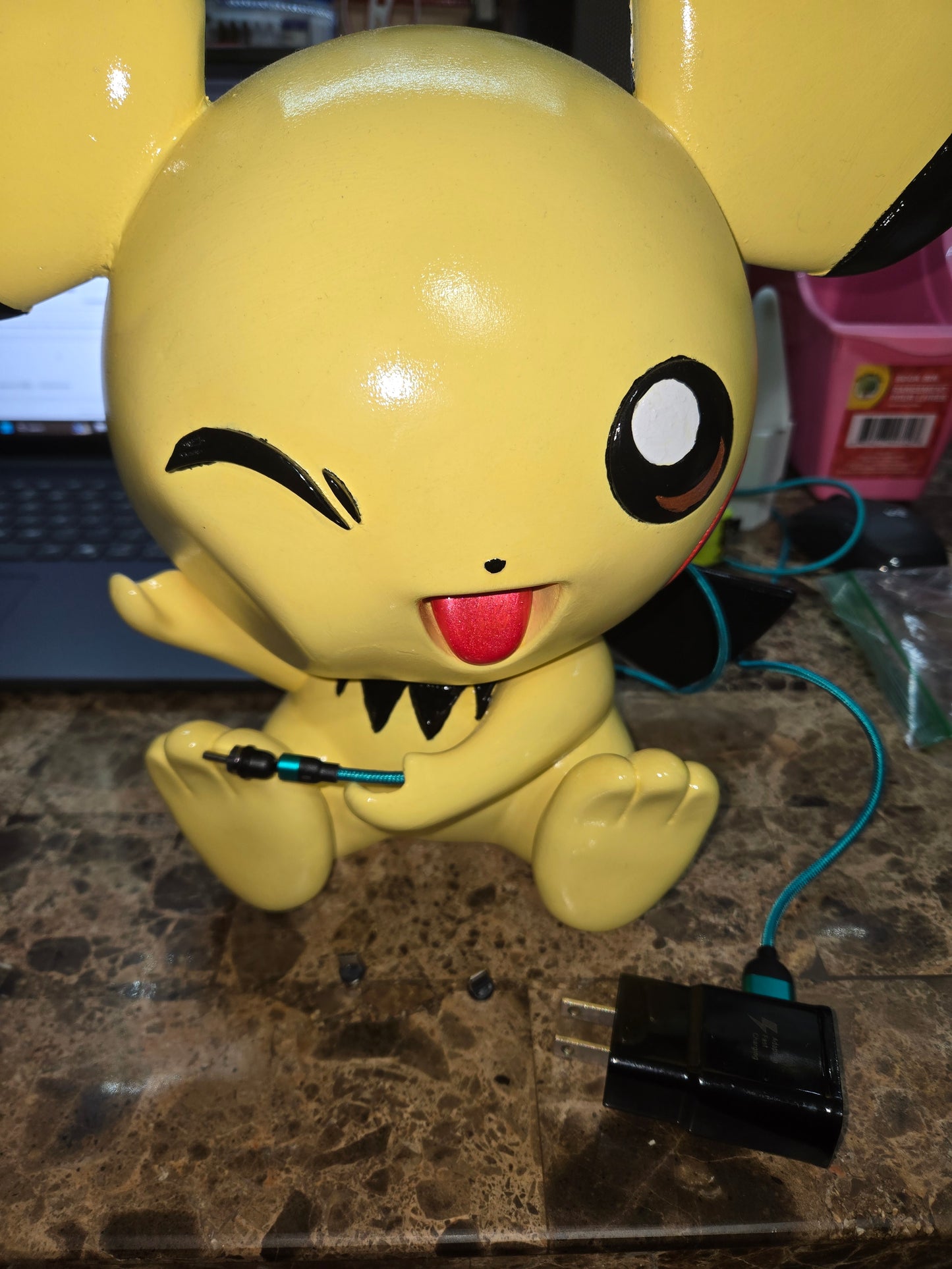 Hand-Painted 3D Printed Cute Electric Critter Phone Charging Station - Life-Size Holder
